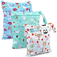 Bolsa de Pañales- BelleStyle 3 Pcs Reutilizable Wetbag- Impermeable Lavable con 2 Cremallera para Mamá de Bebé…